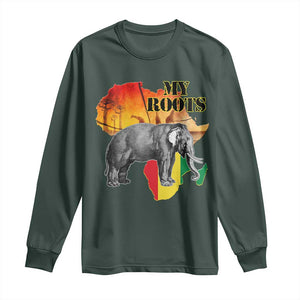 Africa Roots Long Sleeve Shirt My Roots Africa Map Black History Elephant TS11 Dark Forest Green Print Your Wear