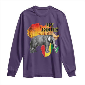 Africa Roots Long Sleeve Shirt My Roots Africa Map Black History Elephant TS11 Purple Print Your Wear