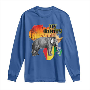 Africa Roots Long Sleeve Shirt My Roots Africa Map Black History Elephant TS11 Royal Blue Print Your Wear