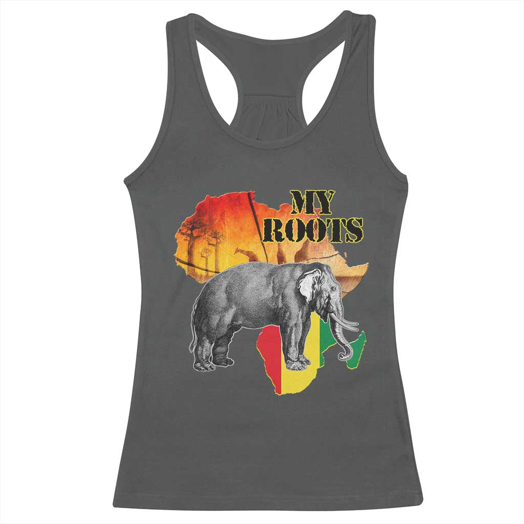Africa Roots Racerback Tank Top My Roots Africa Map Black History Elephant TS11 Dark Heather Print Your Wear