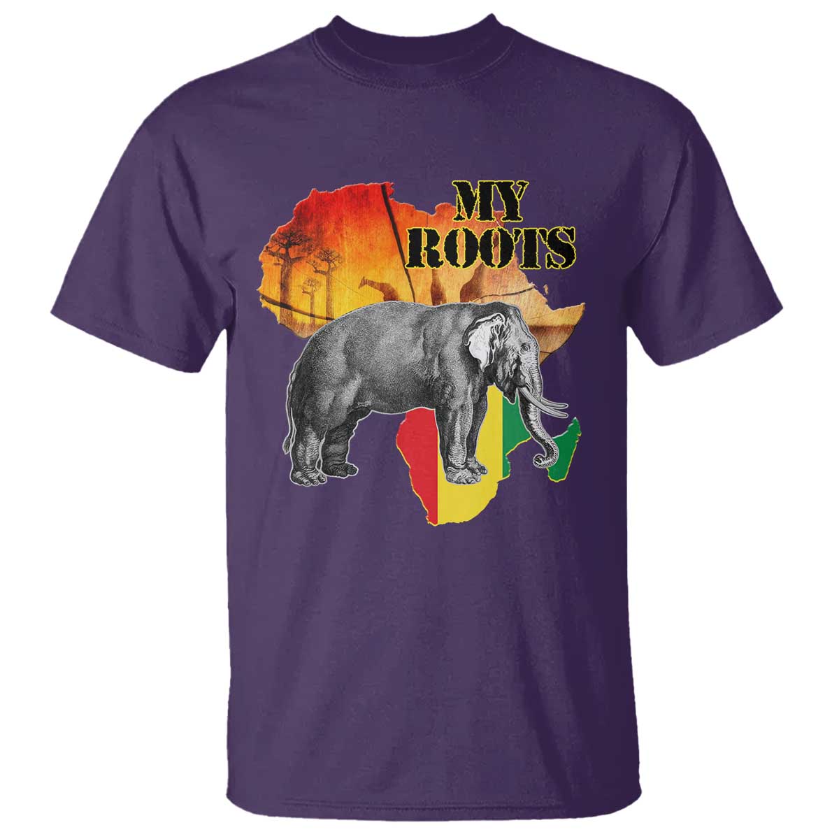 Africa Roots T Shirt My Roots Africa Map Black History Elephant TS11 Purple Print Your Wear