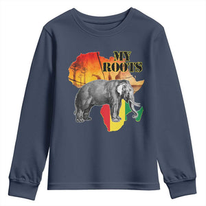 Africa Roots Youth Sweatshirt My Roots Africa Map Black History Elephant TS11 Navy Print Your Wear