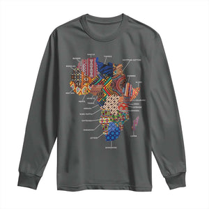 African Culture Black Fabrics Long Sleeve Shirt African American Heritage TS11 Dark Heather Print Your Wear