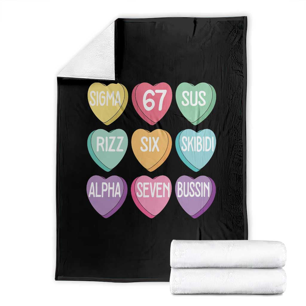 Funny Valentines Day 67 Meme Six Seven Sigma Rizz Heart Kids Throw Blanket TS11 Black Print Your Wear