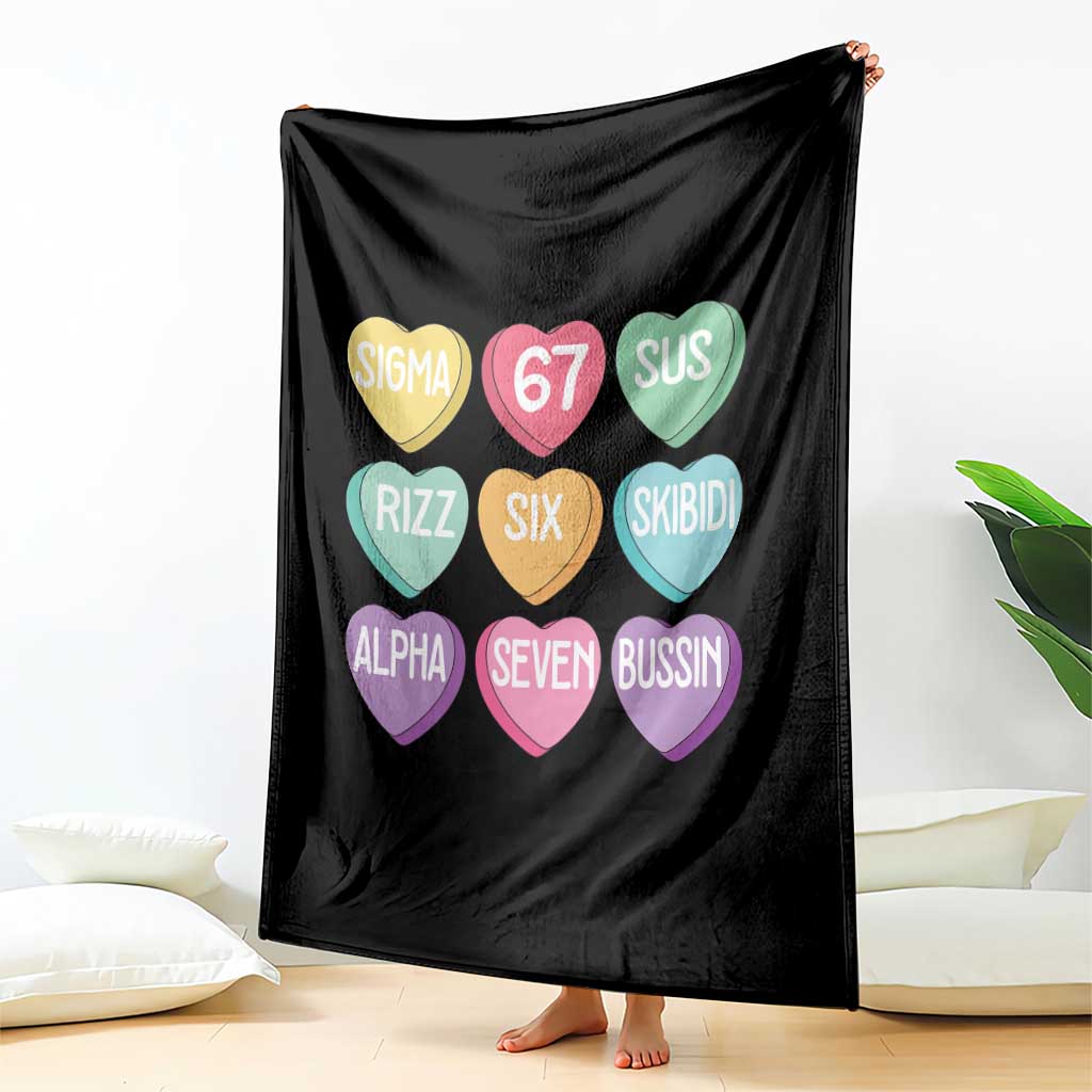 Funny Valentines Day 67 Meme Six Seven Sigma Rizz Heart Kids Throw Blanket TS11 Print Your Wear
