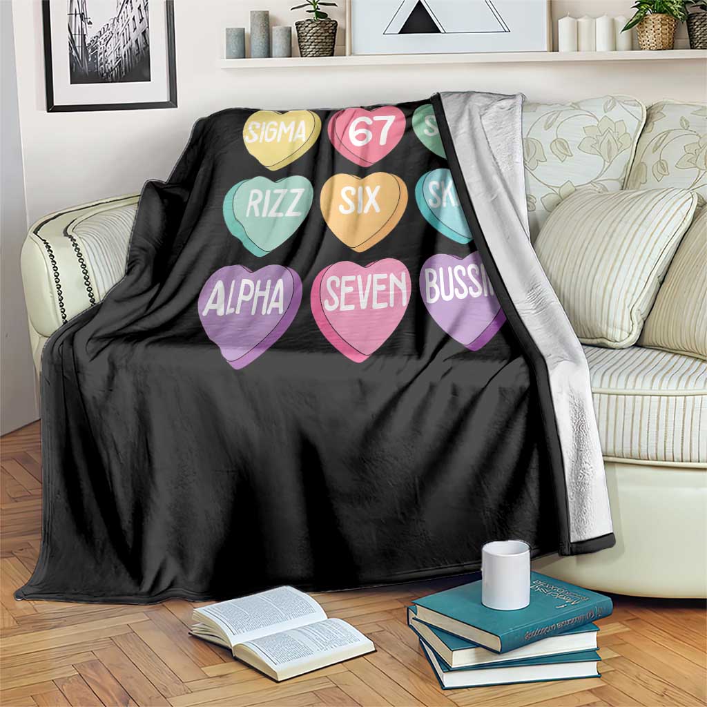 Funny Valentines Day 67 Meme Six Seven Sigma Rizz Heart Kids Throw Blanket TS11 Print Your Wear