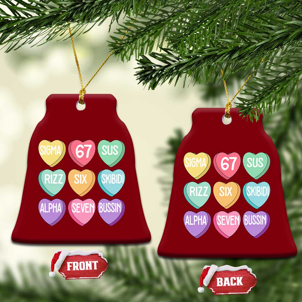 Funny Valentines Day 67 Meme Six Seven Sigma Rizz Heart Kids Ceramic Ornament TS11 Print Your Wear