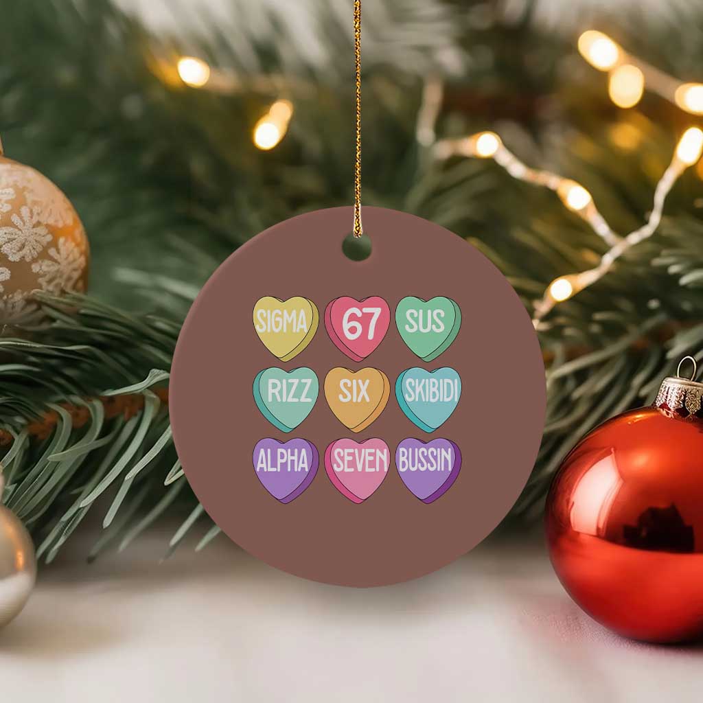 Funny Valentines Day 67 Meme Six Seven Sigma Rizz Heart Kids Ceramic Ornament TS11 1pc Mocha Print Your Wear