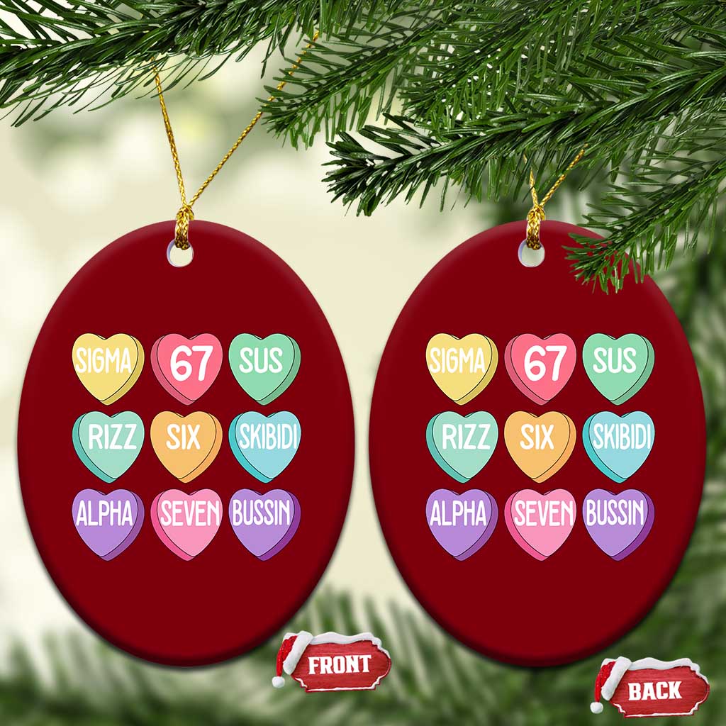 Funny Valentines Day 67 Meme Six Seven Sigma Rizz Heart Kids Ceramic Ornament TS11 Print Your Wear