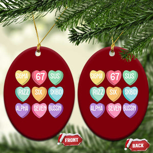 Funny Valentines Day 67 Meme Six Seven Sigma Rizz Heart Kids Ceramic Ornament TS11 Print Your Wear