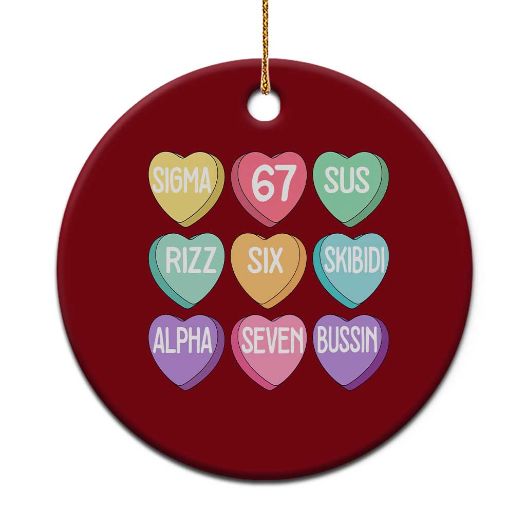 Funny Valentines Day 67 Meme Six Seven Sigma Rizz Heart Kids Ceramic Ornament TS11 1pc Red Print Your Wear