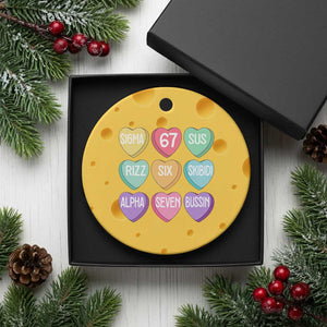 Funny Valentines Day 67 Meme Six Seven Sigma Rizz Heart Kids Ceramic Ornament TS11 1pc Yellow Cheese Print Your Wear