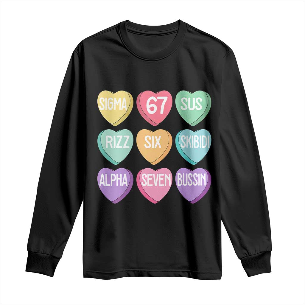 Funny Valentines Day 67 Meme Six Seven Sigma Rizz Heart Kids Long Sleeve Shirt TS11 Black Print Your Wear