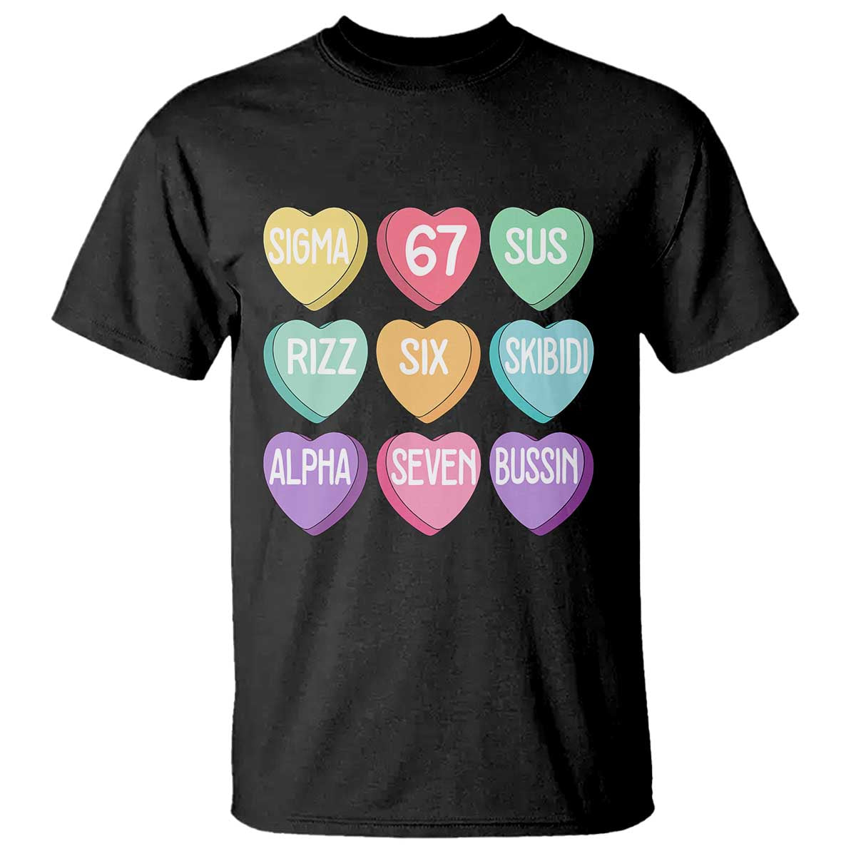 Funny Valentines Day 67 Meme Six Seven Sigma Rizz Heart Kids T Shirt TS11 Black Print Your Wear