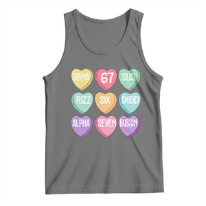 Funny Valentines Day 67 Meme Six Seven Sigma Rizz Heart Kids Tank Top TS11 Black Heather Print Your Wear