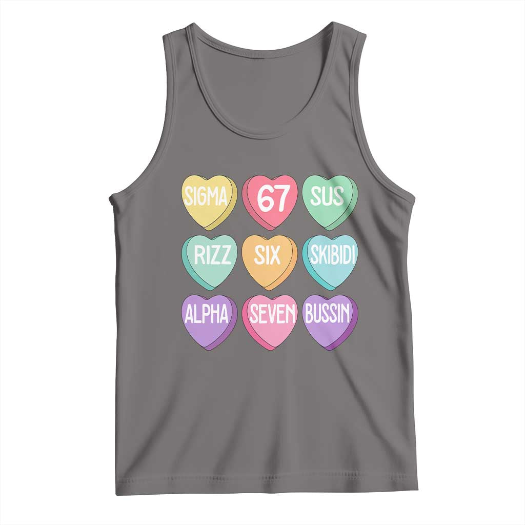 Funny Valentines Day 67 Meme Six Seven Sigma Rizz Heart Kids Tank Top TS11 Deep Heather Print Your Wear