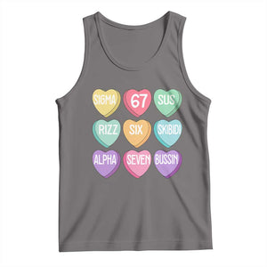 Funny Valentines Day 67 Meme Six Seven Sigma Rizz Heart Kids Tank Top TS11 Deep Heather Print Your Wear