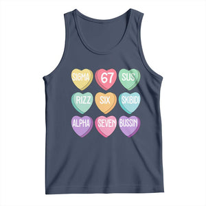 Funny Valentines Day 67 Meme Six Seven Sigma Rizz Heart Kids Tank Top TS11 Navy Print Your Wear