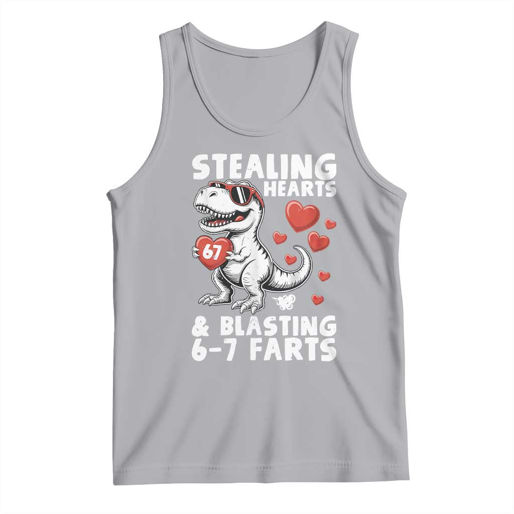 Funny 67 Meme Valentines Day Dinosaur Tank Top Stealing Hearts And Blasting 67 Farts TS11 Athletic Heather Print Your Wear
