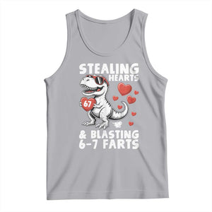 Funny 67 Meme Valentines Day Dinosaur Tank Top Stealing Hearts And Blasting 67 Farts TS11 Athletic Heather Print Your Wear