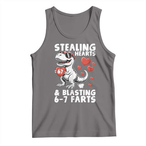 Funny 67 Meme Valentines Day Dinosaur Tank Top Stealing Hearts And Blasting 67 Farts TS11 Deep Heather Print Your Wear
