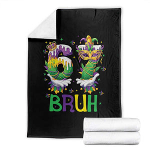 Funny 67 Mardi Gras Bruh Throw Blanket Six Seven Meme Fleur De Lis Hand Gesture TS11 Black Print Your Wear