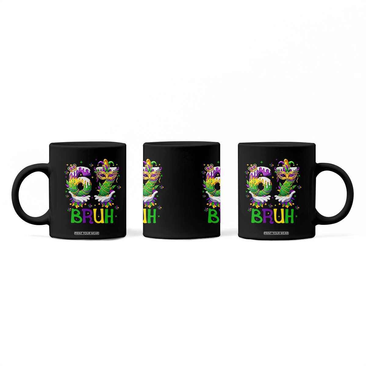 Funny 67 Mardi Gras Bruh Coffee Mug Six Seven Meme Fleur De Lis Hand Gesture TS11 Print Your Wear