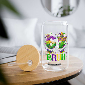 Funny 67 Mardi Gras Bruh Glass Can Six Seven Meme Fleur De Lis Hand Gesture TS11 Print Your Wear