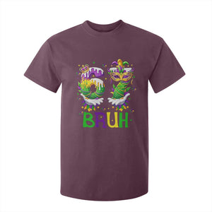 Funny 67 Mardi Gras Bruh T Shirt For Kid Six Seven Meme Fleur De Lis Hand Gesture TS11 Maroon Print Your Wear
