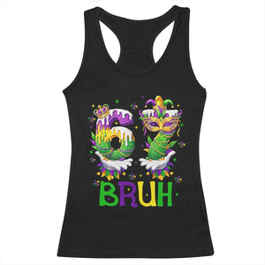 Funny 67 Mardi Gras Bruh Racerback Tank Top Six Seven Meme Fleur De Lis Hand Gesture TS11 Black Print Your Wear