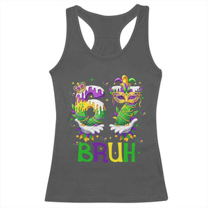 Funny 67 Mardi Gras Bruh Racerback Tank Top Six Seven Meme Fleur De Lis Hand Gesture TS11 Dark Heather Print Your Wear