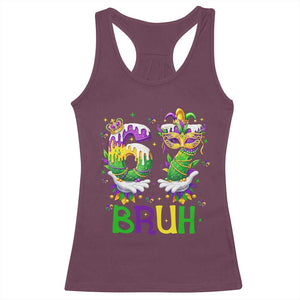 Funny 67 Mardi Gras Bruh Racerback Tank Top Six Seven Meme Fleur De Lis Hand Gesture TS11 Maroon Print Your Wear