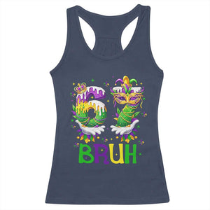 Funny 67 Mardi Gras Bruh Racerback Tank Top Six Seven Meme Fleur De Lis Hand Gesture TS11 Navy Print Your Wear