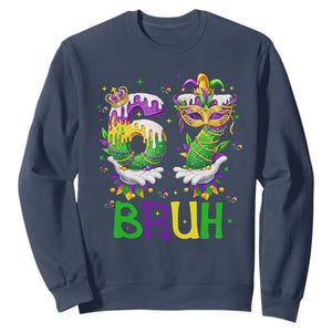 Funny 67 Mardi Gras Bruh Sweatshirt Six Seven Meme Fleur De Lis Hand Gesture TS11 Navy Print Your Wear
