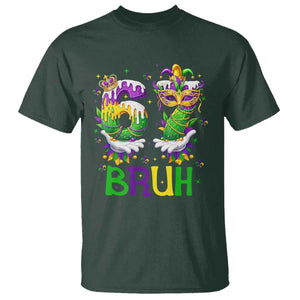 Funny 67 Mardi Gras Bruh T Shirt Six Seven Meme Fleur De Lis Hand Gesture TS11 Dark Forest Green Print Your Wear