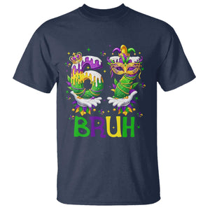 Funny 67 Mardi Gras Bruh T Shirt Six Seven Meme Fleur De Lis Hand Gesture TS11 Navy Print Your Wear