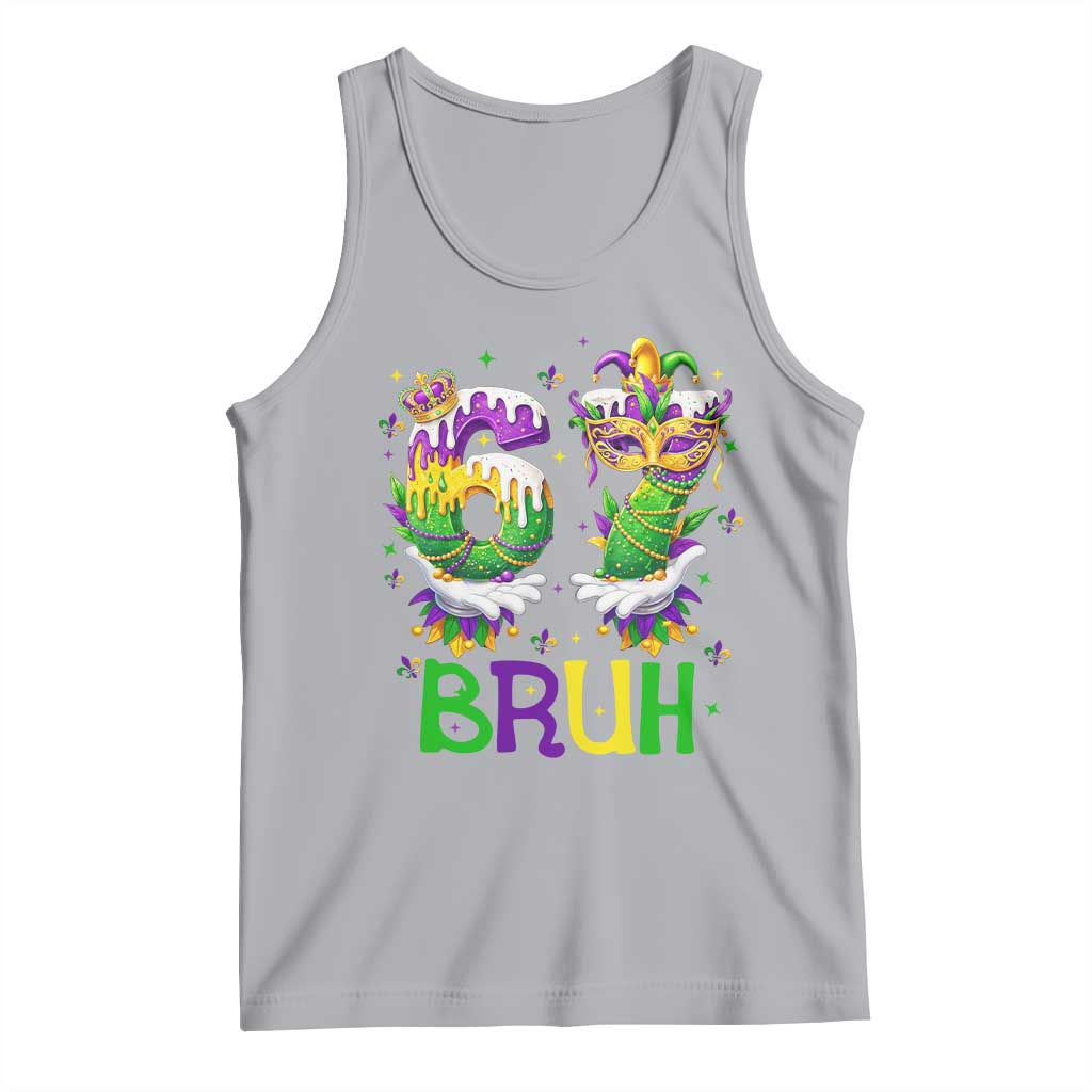 Funny 67 Mardi Gras Bruh Tank Top Six Seven Meme Fleur De Lis Hand Gesture TS11 Athletic Heather Print Your Wear