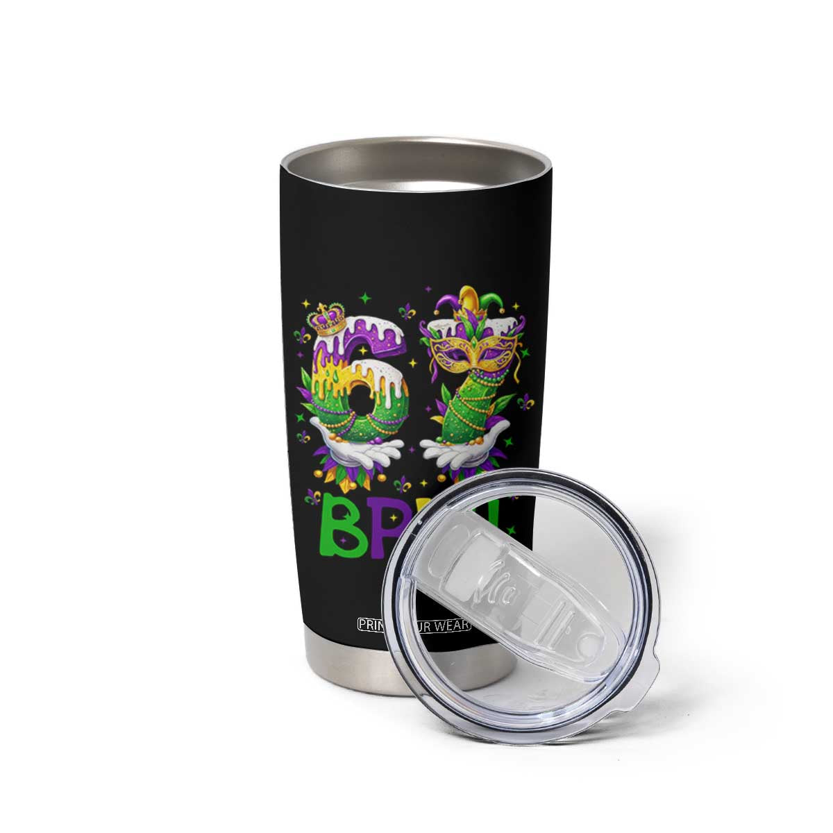 Funny 67 Mardi Gras Bruh Tumbler Cup Six Seven Meme Fleur De Lis Hand Gesture TS11 Print Your Wear