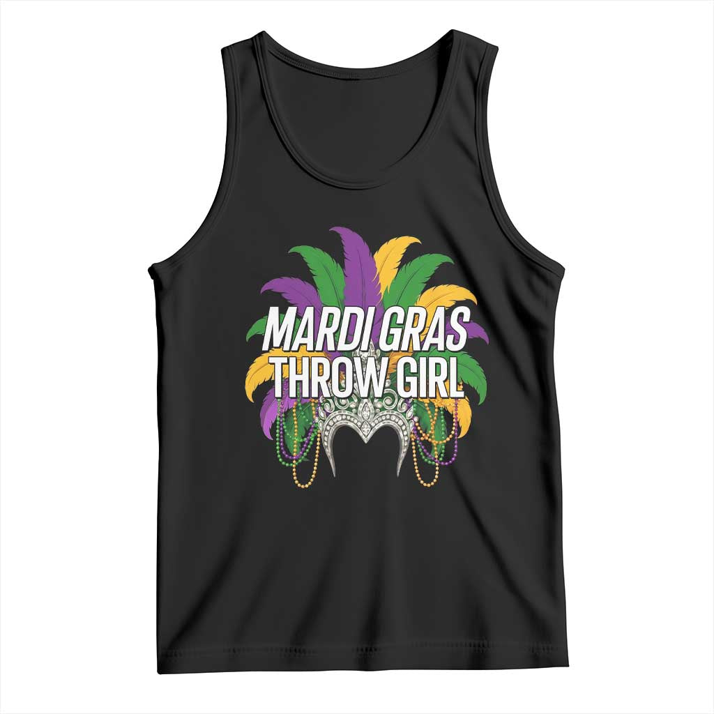 Mardi Gras Throw Girl Tank Top Funny New Orleans Carnival Headdress Beads TS11 Black Print Your Wear