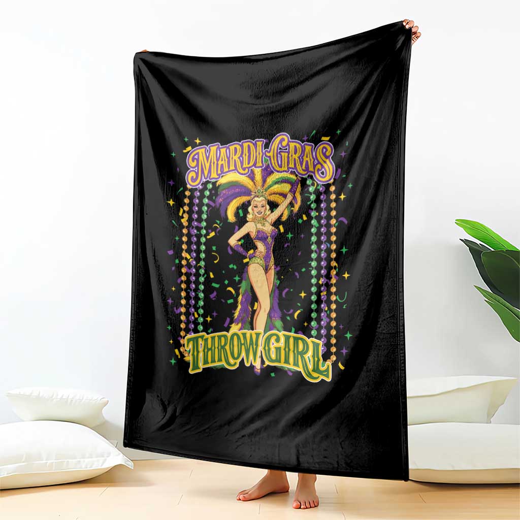 Funny Mardi Gras Throw Girl Throw Blanket New Orleans Carnival Beads TS11 Print Your Wear