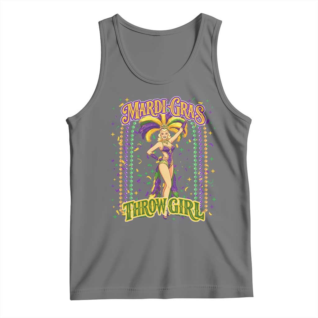 Funny Mardi Gras Throw Girl Tank Top New Orleans Carnival Beads TS11 Black Heather Print Your Wear