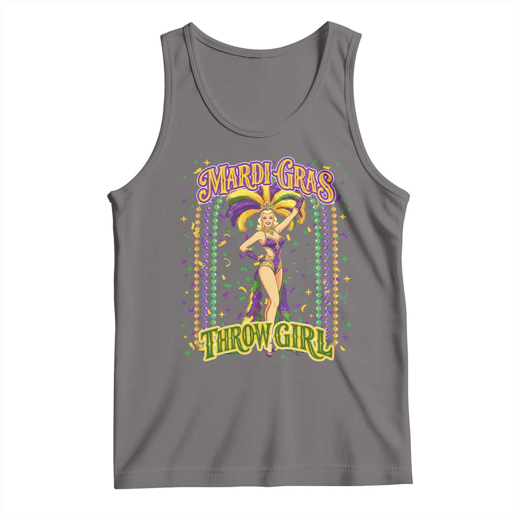 Funny Mardi Gras Throw Girl Tank Top New Orleans Carnival Beads TS11 Deep Heather Print Your Wear