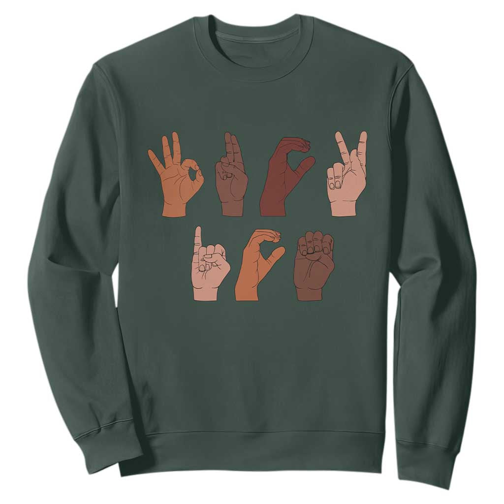 Funny Fuck Hand Sign Language Anti Deportation Sweatshirt Chinga La Migra TS11 Dark Forest Green Print Your Wear