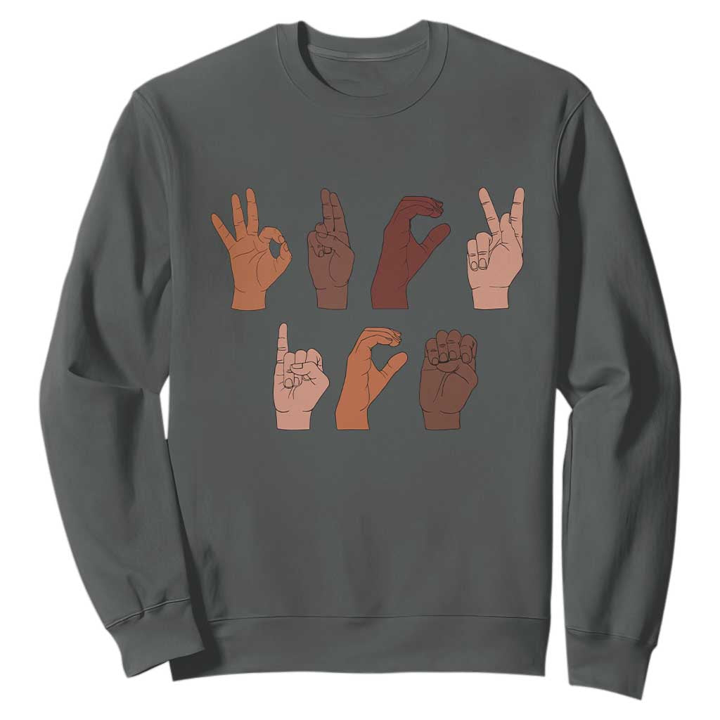 Funny Fuck Hand Sign Language Anti Deportation Sweatshirt Chinga La Migra TS11 Dark Heather Print Your Wear
