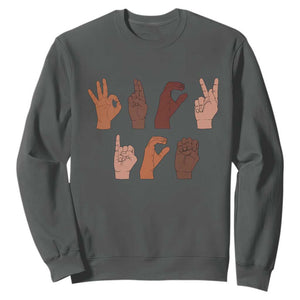 Funny Fuck Hand Sign Language Anti Deportation Sweatshirt Chinga La Migra TS11 Dark Heather Print Your Wear