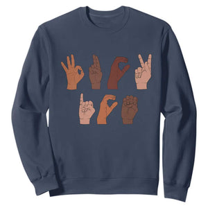 Funny Fuck Hand Sign Language Anti Deportation Sweatshirt Chinga La Migra TS11 Navy Print Your Wear