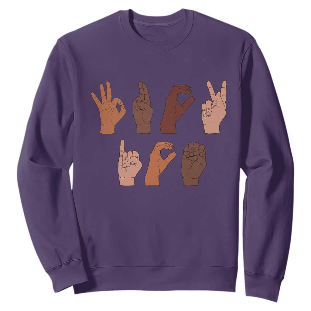 Funny Fuck Hand Sign Language Anti Deportation Sweatshirt Chinga La Migra TS11 Purple Print Your Wear