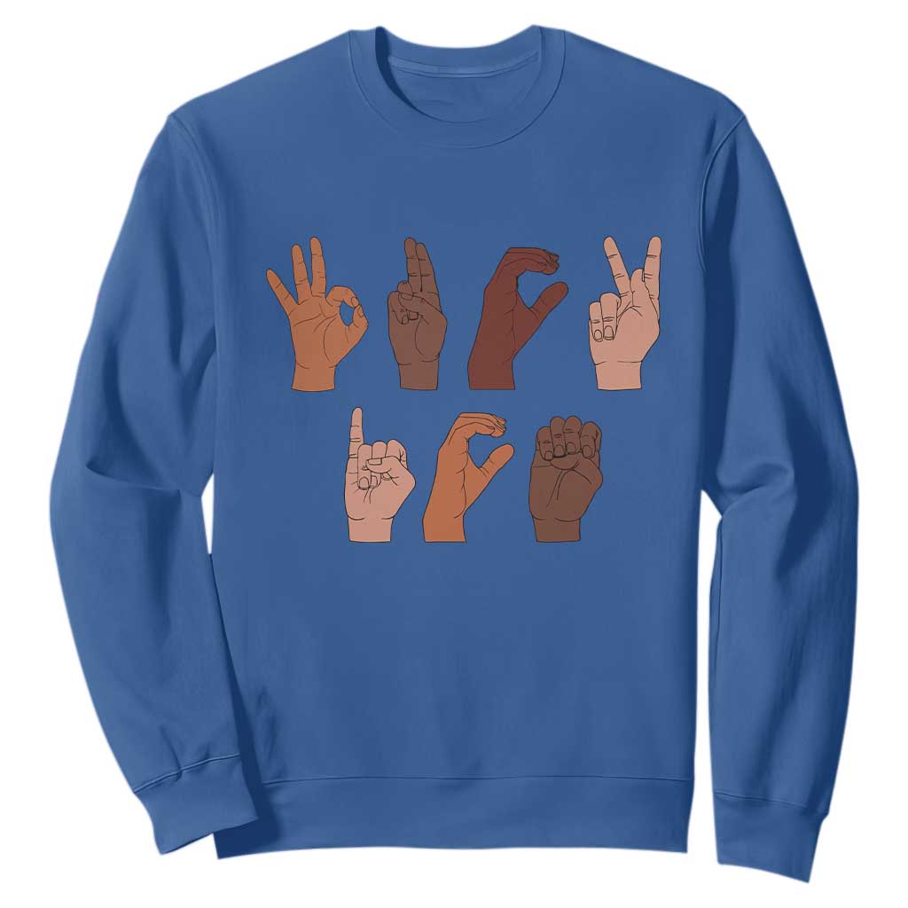 Funny Fuck Hand Sign Language Anti Deportation Sweatshirt Chinga La Migra TS11 Royal Blue Print Your Wear