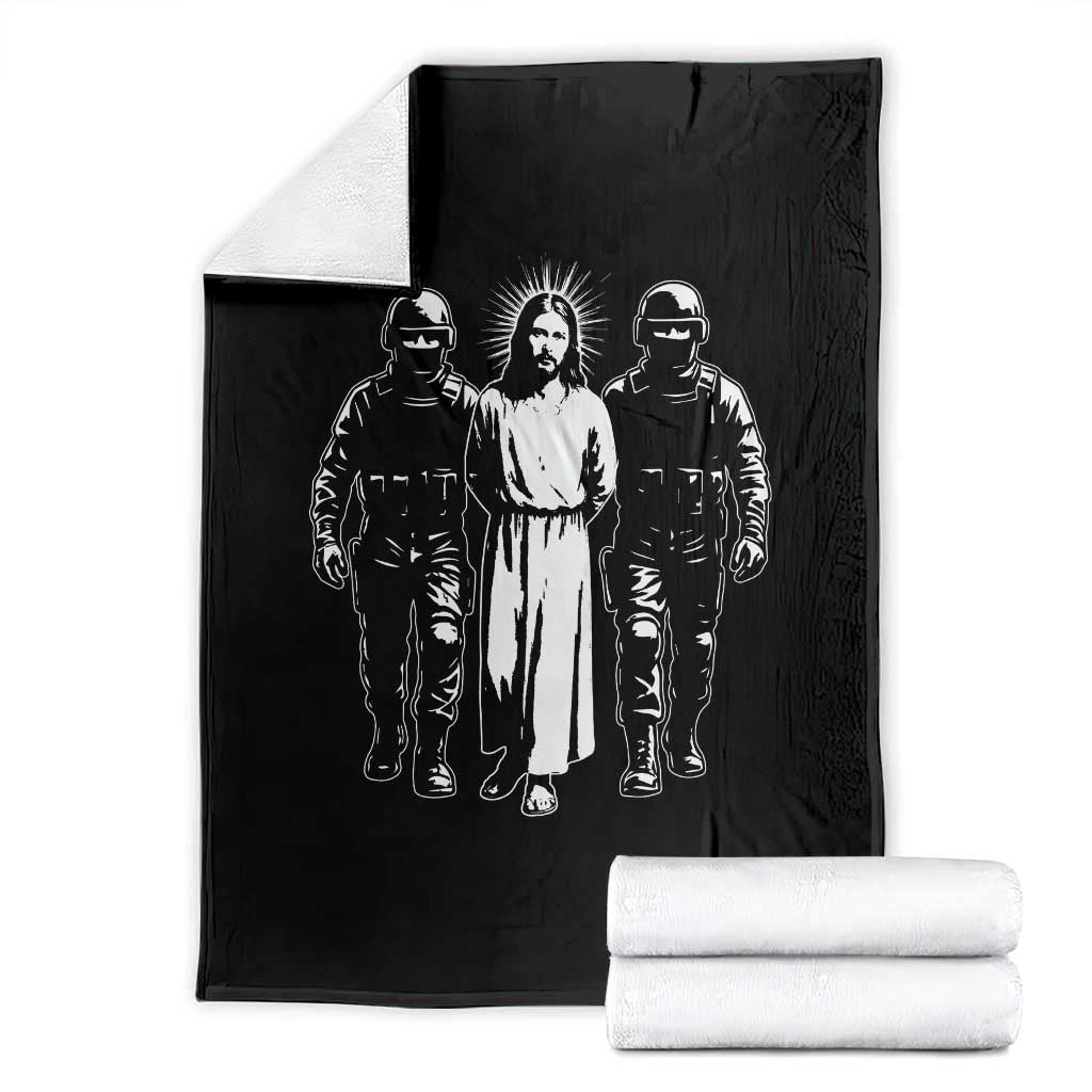 Jesus Arrested Parody Throw Blanket Funny Immigrant Rights Political Protest TS11 Black Print Your Wear