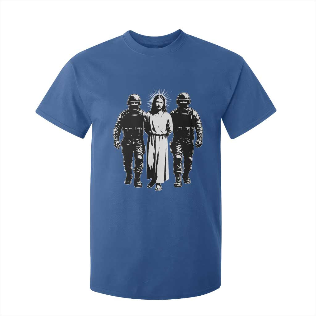 Jesus Arrested Parody T Shirt For Kid Funny Immigrant Rights Political Protest TS11 Royal Blue Print Your Wear